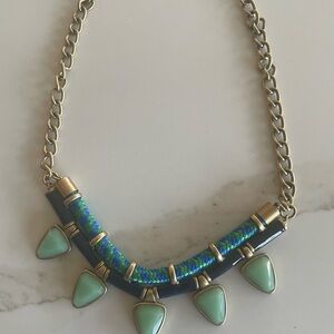 J. Crew Gold, Blue and Green Statement Necklace